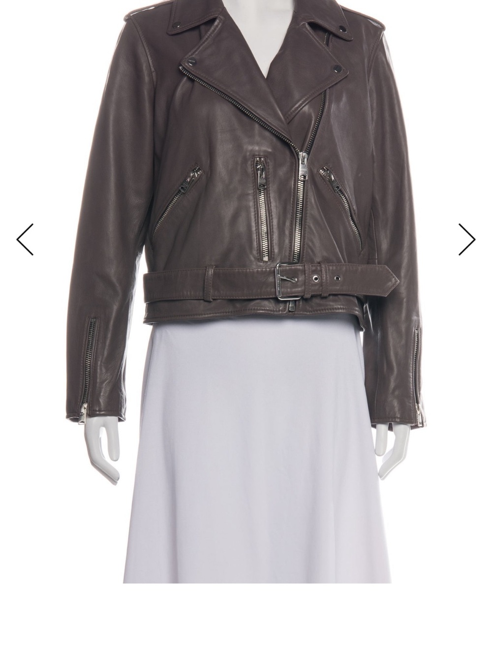 AllSaints Women's Deep Berry Leather Balfern Moto Jacket with Belt